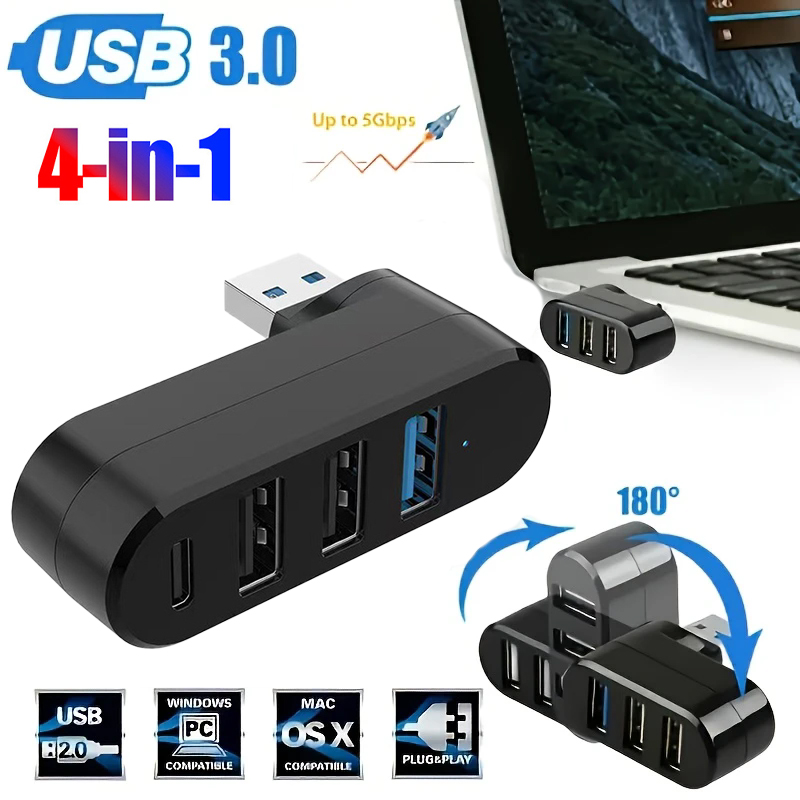 Usb C Docking Hub - USB 3.0 Power Adapter 180° Rotatable