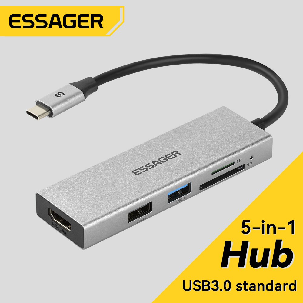 Essager 5 in 1 USB C HUB HDMI- - Usb C Docking Hub recensie en prijs