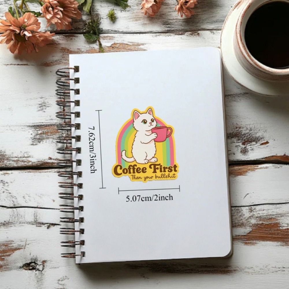 Fun coffee cat stickers Retro  - Laptop Unique Accessories recensie en prijs