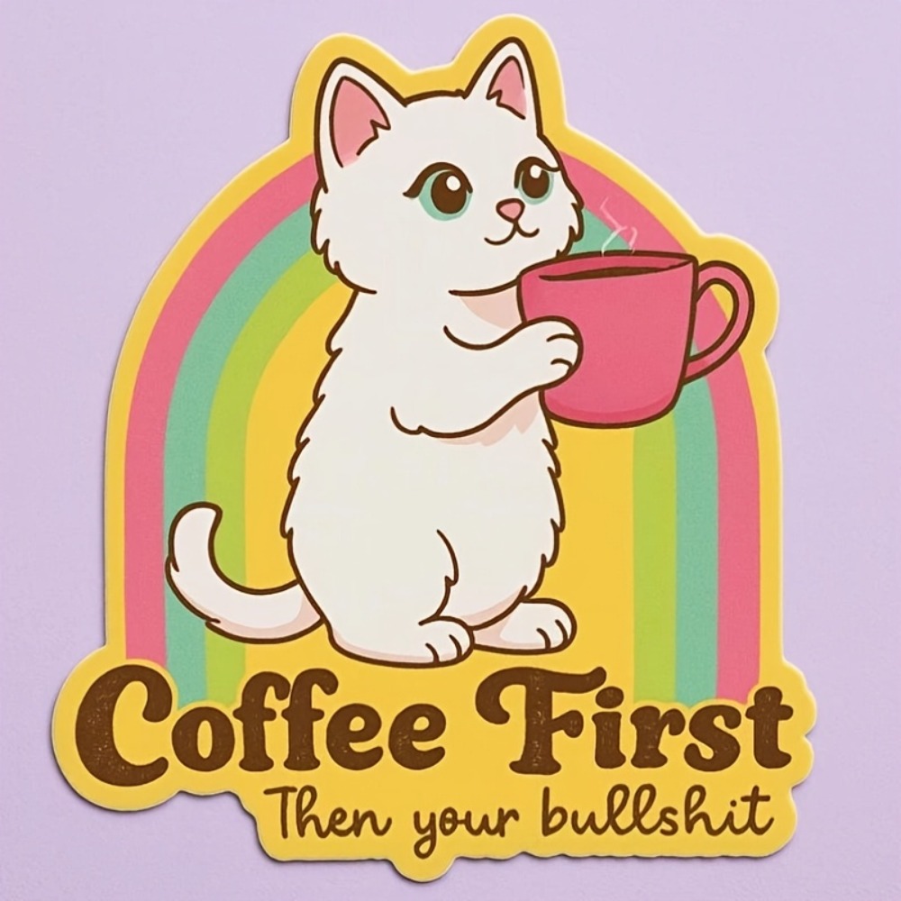 Fun coffee cat stickers Retro  - Laptop Unique Accessories recensie en prijs