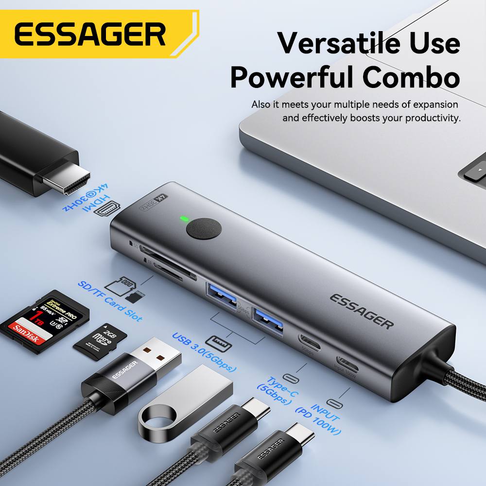 Essager USB C HUB 4K 7-in-1 Ty - Usb C Docking Hub recensie en prijs